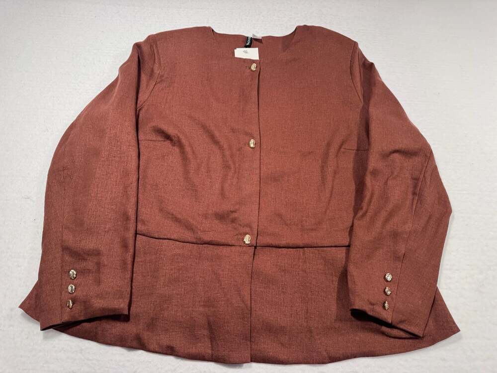 H&M Divided Brown Linen Blend Peplum Jacket Size XXL NWT